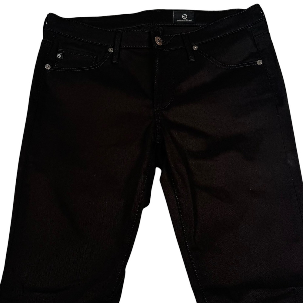 AG Adriano Goldschmied Slim Straight Jeans Womens 27 Black Stretch Denim